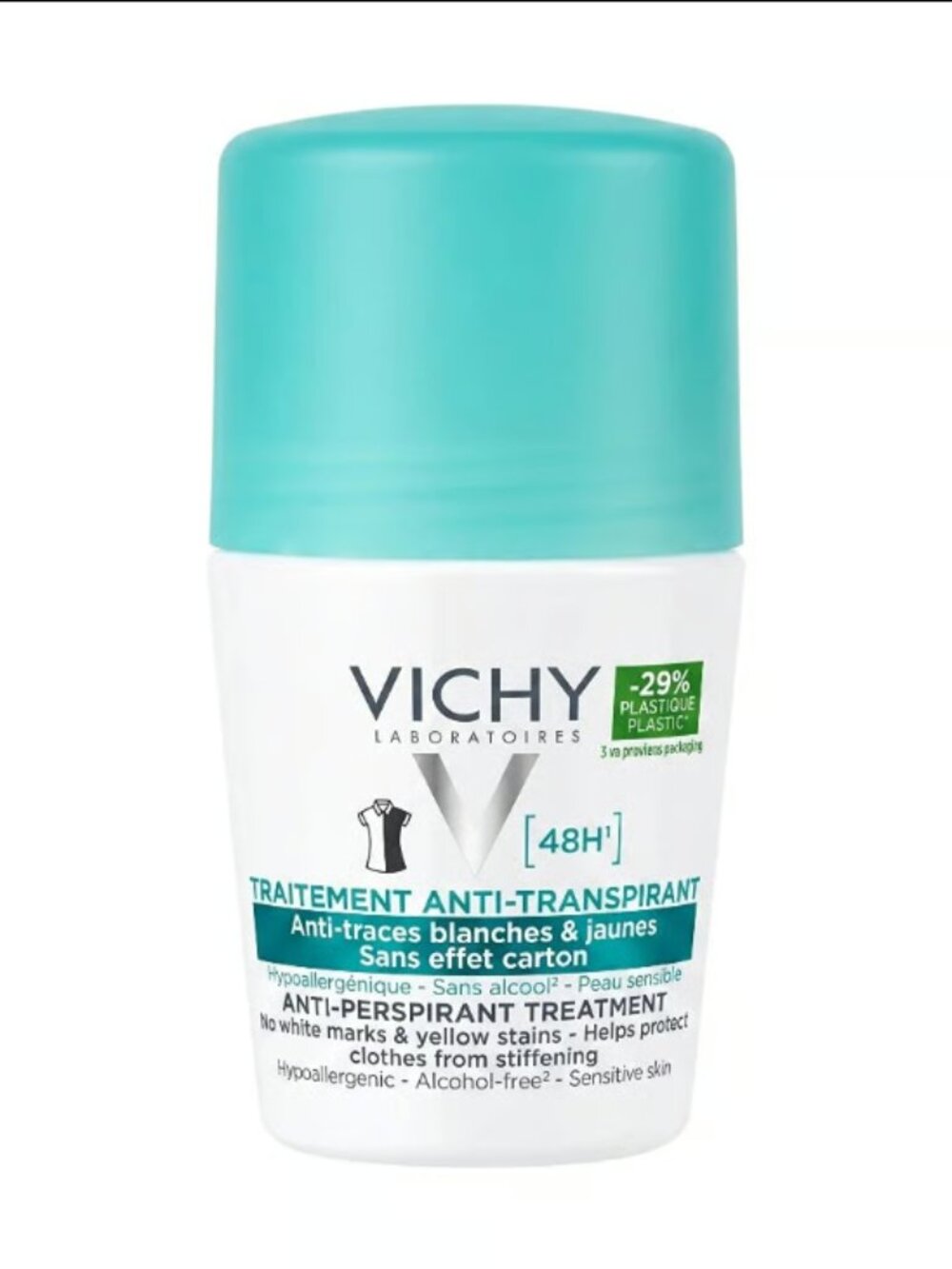 Vichy 48H Anti Perspirant Roll On Sensitive Skin Alcohol Free Deodorant 50ml